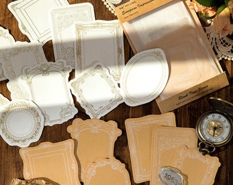 20 szt./opakowanie, naklejki z ramką z papieru pakowego, drobiazgi do scrapbookingu, zakładka do dziennika TZB-M