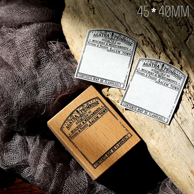 Vintage receipt label Wooden Stamps Specimen Bottle Label Etsy