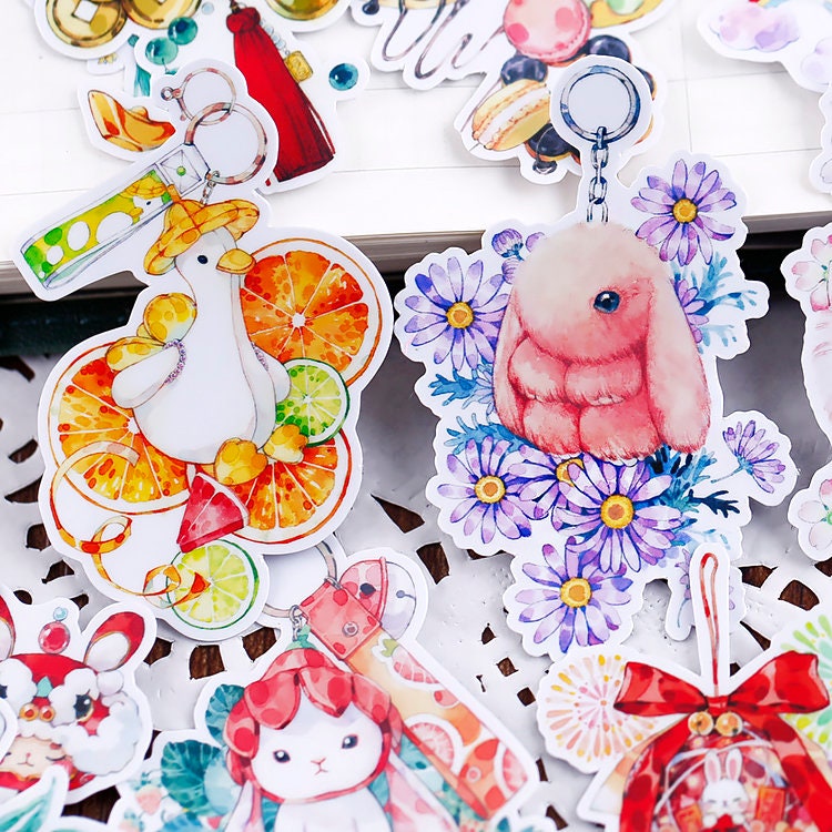 Keychain Stickers | Key Stickers Cute Key Ring Themed Decorative ...
