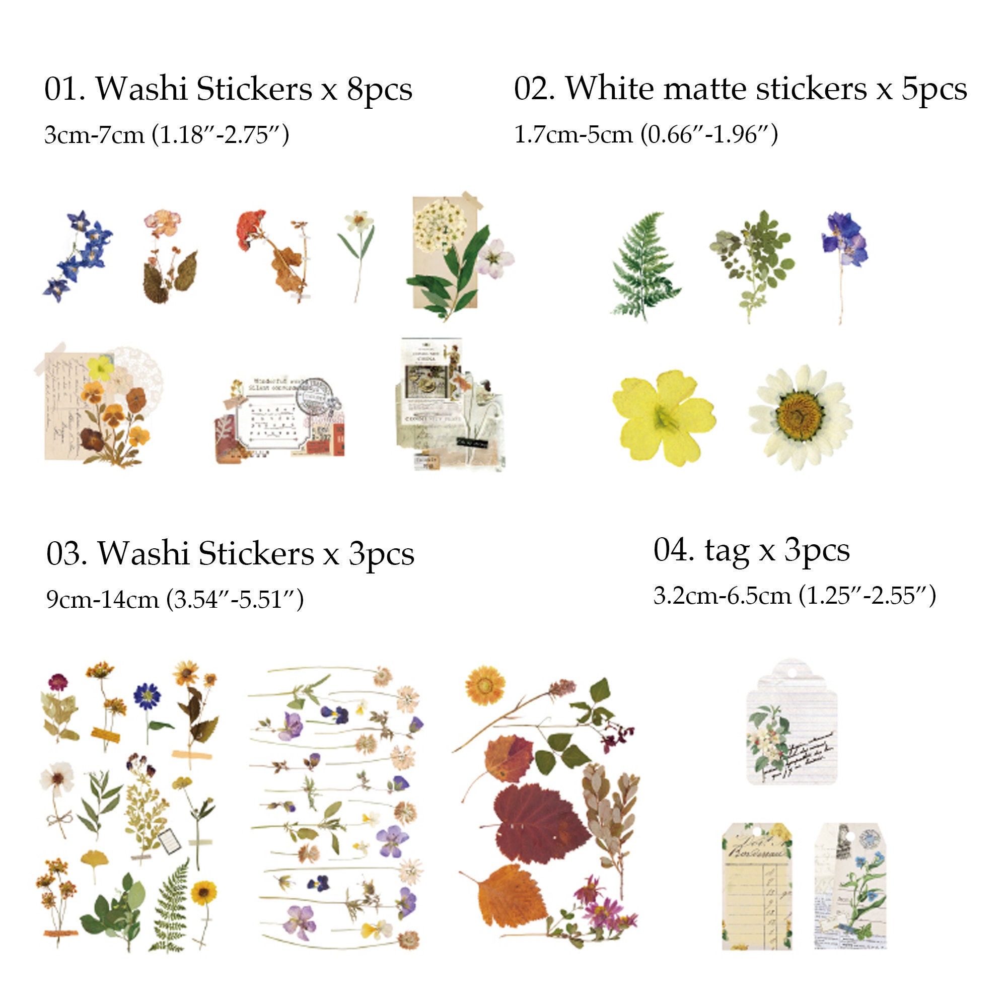 Flower Specimen Junk Journal Kit Pack, Various Plant Paper Flower Paper ...
