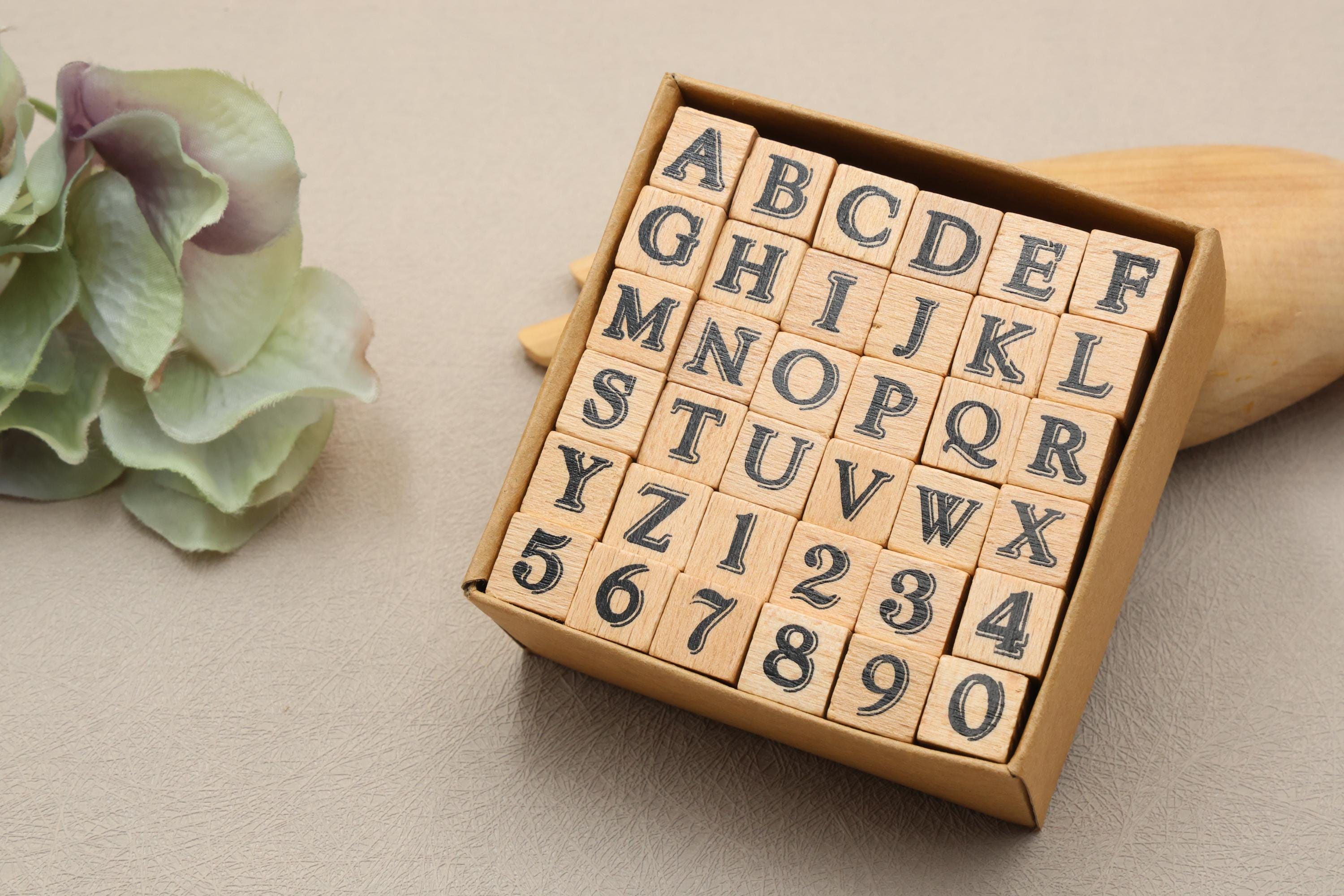 Target Stamps Wood Rubber Stamp Set | Alphabet Letter Font Calligraphy Shadow Wood ...