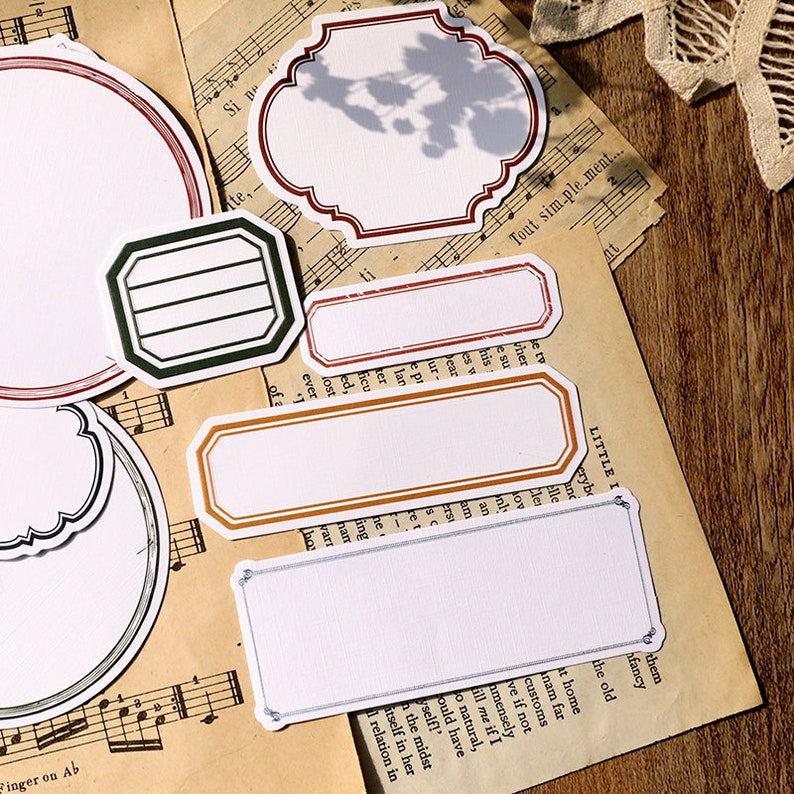 50pcs/pack Vintage Label Sticker Junk Journal Kit Pack, Canvas Texture ...