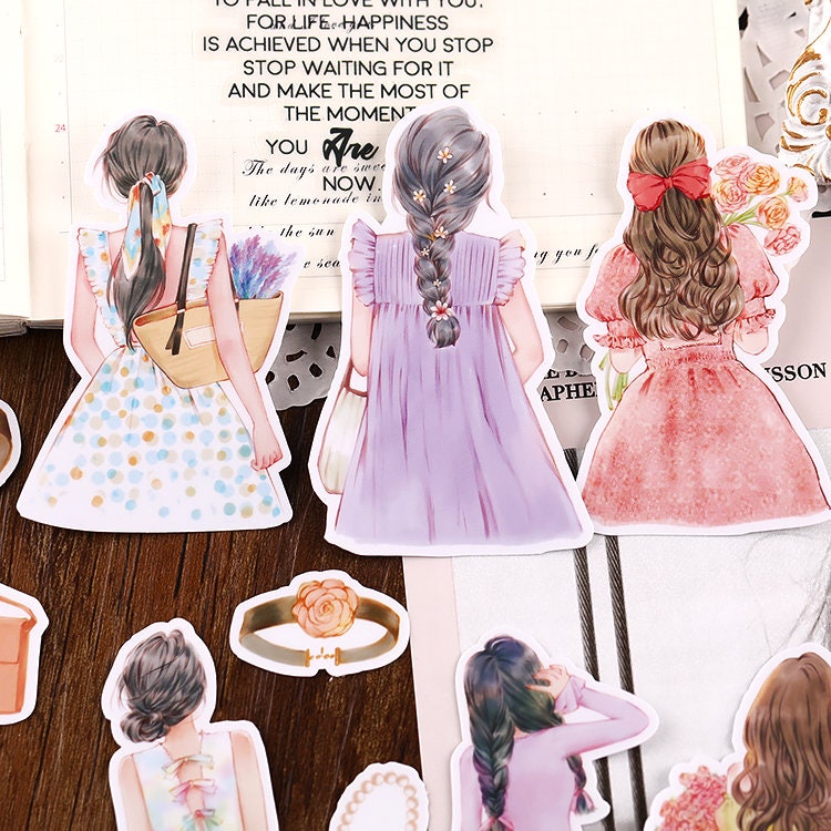 Girl back stickers | fashion girl dress modern  themed  Stickers, Die Cut Stickers, ML05