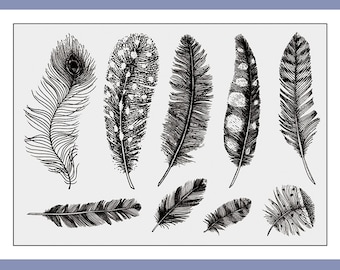 Cling Rubber Stamp Set / rubber stamps / feather quill Transparent Stamp S25