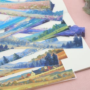 Bandes d'autocollants en PET avec scènes de la nature | 20 pièces/feuilles d'autocollants pour animaux de compagnie scène de la nature à couper le souffle BE-2