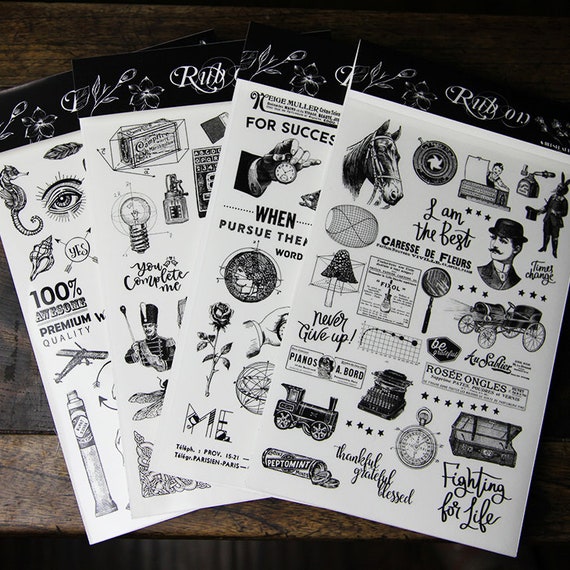 RUB ON stickers S3 zwart wit Stickers Rub On Transfer Stickers