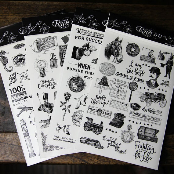 RUB-ON Stickers S3 Black and White Stickers Rub on Transfer - Etsy