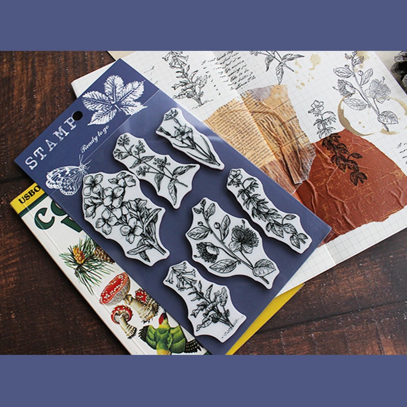 Cling Rubber Stamp Set / Rubber Stamps / Plants Nature Flower Etsy