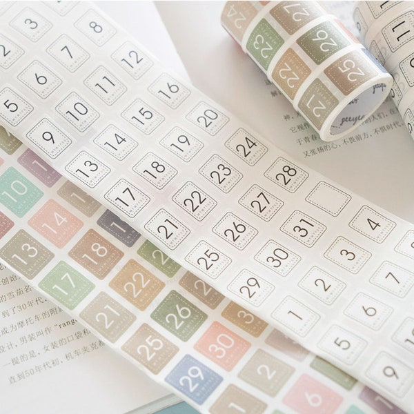 die cut Washi Tape |  die cut date tracker Schedule Organizing  stickers date number stickers Washi Tape , sticker, JY02 wt-16