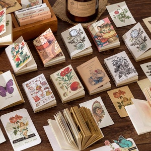 80 sztuk Mini mieszany papier | różne wzory Kraft vintage stuffs motyl kwiat ciasto plakat reklamy efemeryda kolaż Y02