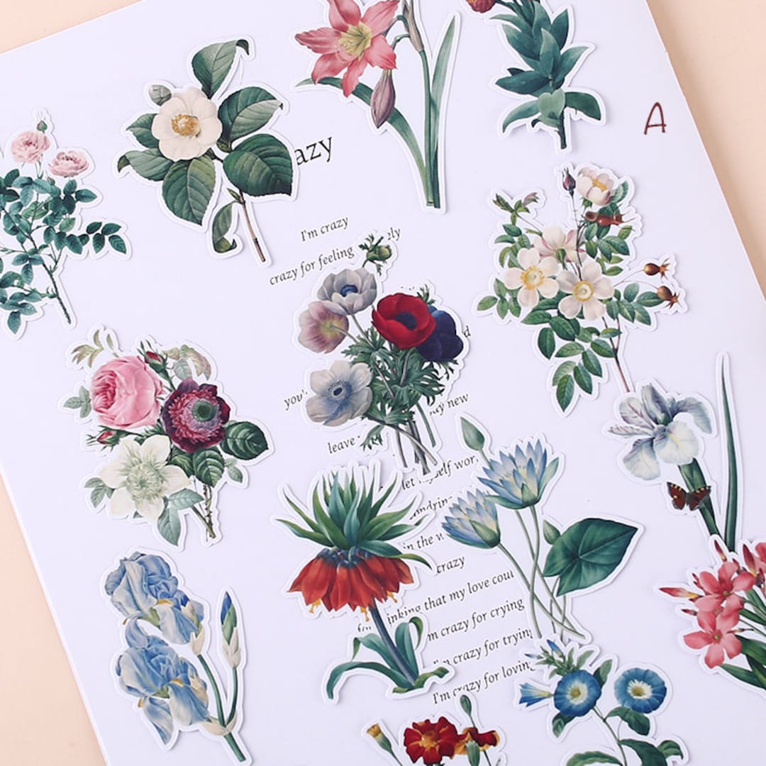 Flower Stickers | Floral Leaf Botanical Plant Themed , Decorative ...
