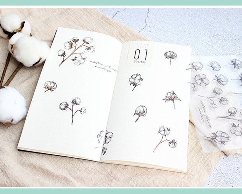 clear Stamp Set Clear Stamps cotton plant botanical Transparent Stamp S14