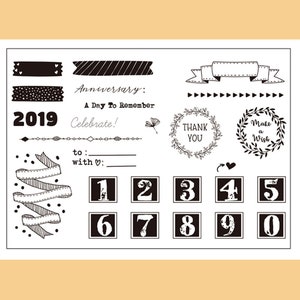clear Stamp Set / Clear Stamps /number date anniversary celebrate Transparent Stamp S22 sale08