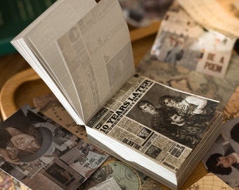 mini paper booklet | 165 pages collage assorted pattern vintage portrait paper ephemera collage Y02 BE-5