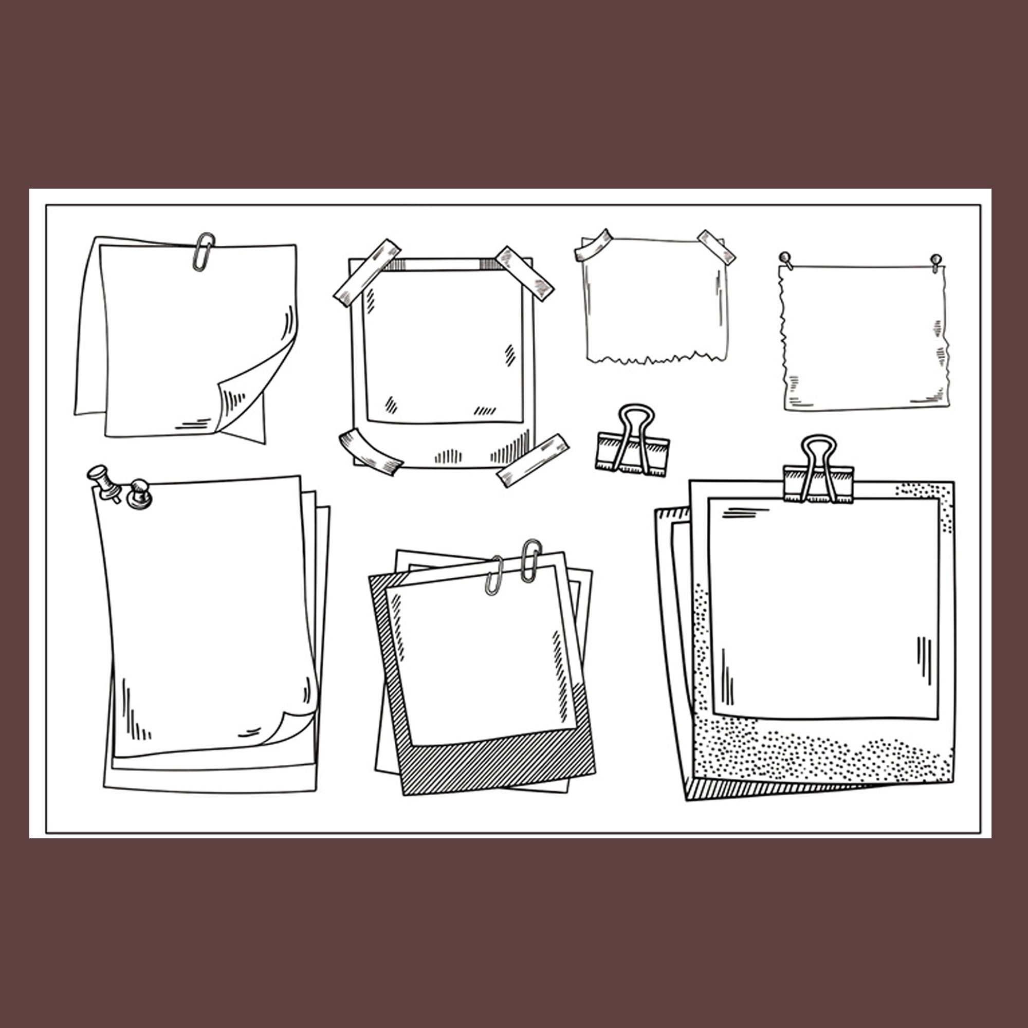 Clear Stamp Set / Clear Stamps /notes Paper With Clips Themed Etsy