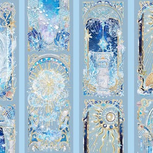 神秘的な海の和紙ペットテープ | 海の神話の魚の青いプラネタリウムテーマのパターンテープフルロール M04