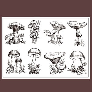 clear stamp set /clear stamps /planner Journal stamp/ mushroom wild plant s19