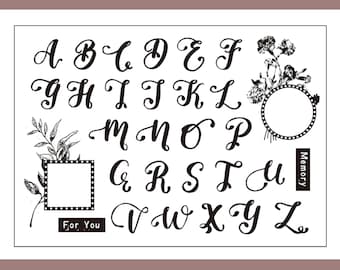 clear Stamp Set / Clear Stamps / alphabet letter font calligraphyTransparent Stamp M04 S24 HO08