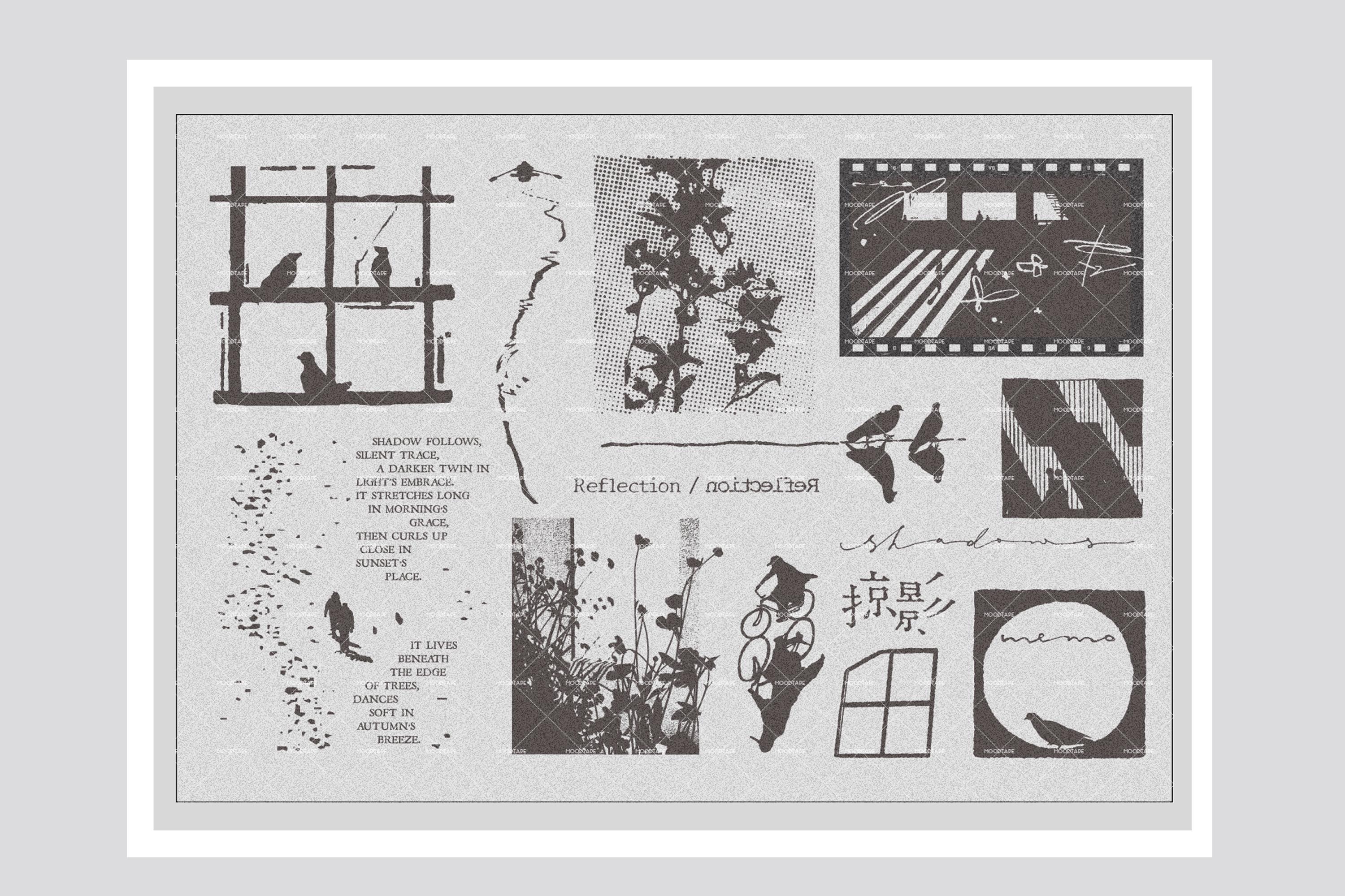 clear Stamp Set / Clear Stamps / Reflection shadow themed Transparent Stamp s37