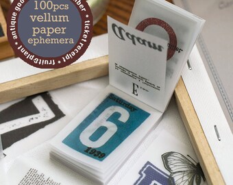 Mini vellum paper | assorted pattern fruit  plant vintage number receipt ticket antique goods ephemera collage Y02