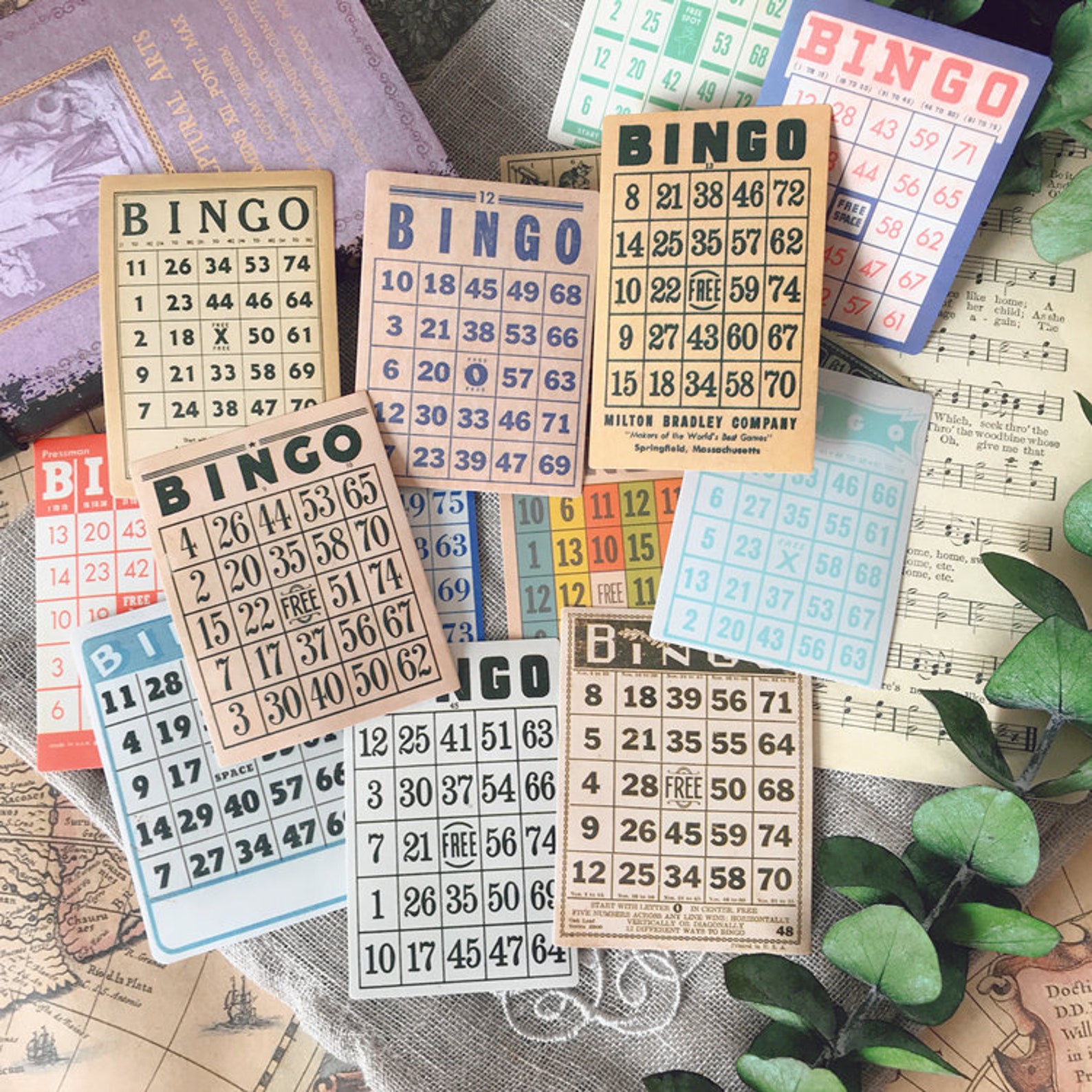 Stickers Vintage Bingo Cards Bingo Game Pieces Set of 15pcs Etsy