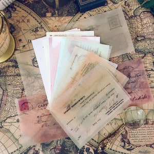 Conjunto de coisas efêmeras | 16 folhas de cartolina de papel com tema de cartão postal vintage, conjunto de papel pergaminho lixo diário Y06 Y06-L