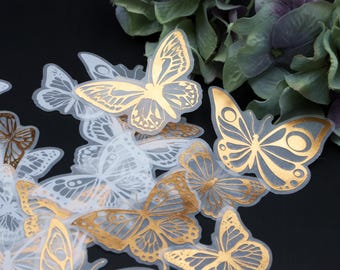 20pcs Rose vellum stickers | gold foil flower series Butterfly stickers themed vellum Stickers TZB-S