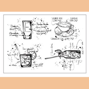 Set di timbri trasparenti / Timbri trasparenti / bevanda bibita analcolica bottiglia di cocktail soda Timbro trasparente S34