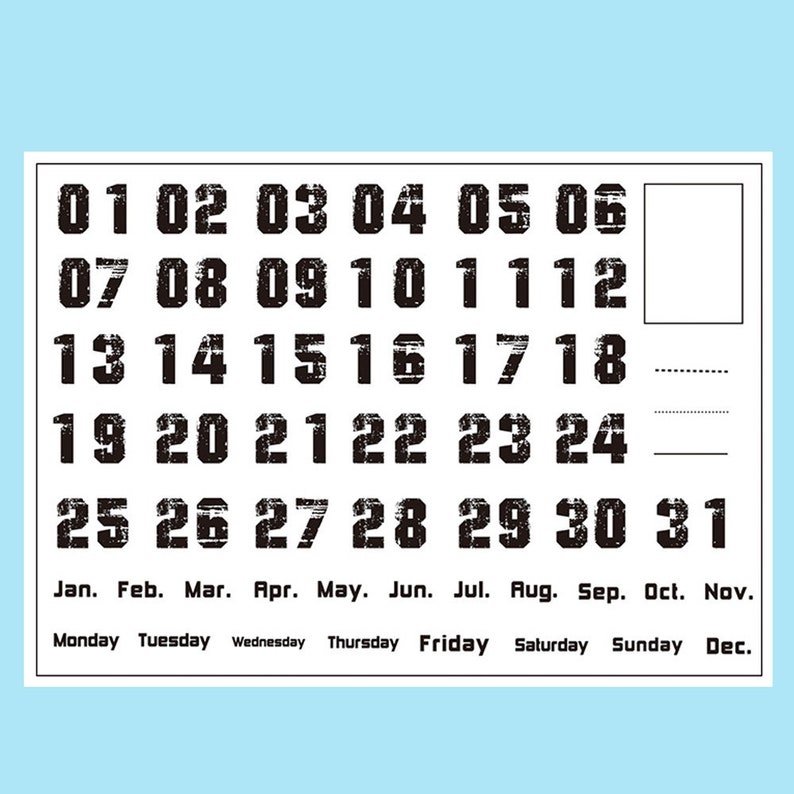 Clear Stamp Set / Clear Stamps / Daily Date Monthly Weekly Vintage ...