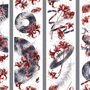 Decoratief PET-tape washi-tape met verenthema | Lycoris lint bloem PET-tape | M04 gewicht-7