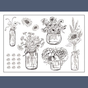 clear Stamp Set / Clear Stamps /plant flower floral botanical Transparent Stamp s30