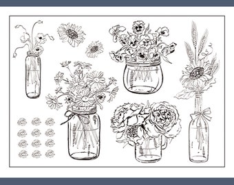 clear Stamp Set / Clear Stamps /plant flower floral botanical Transparent Stamp s30