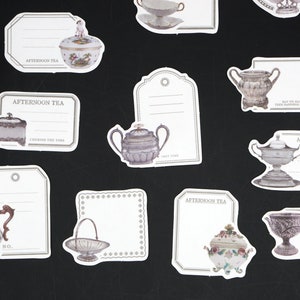 teapot label stickers | washi sticker tea kettle antique dinnerware themed Stickers  Be-2