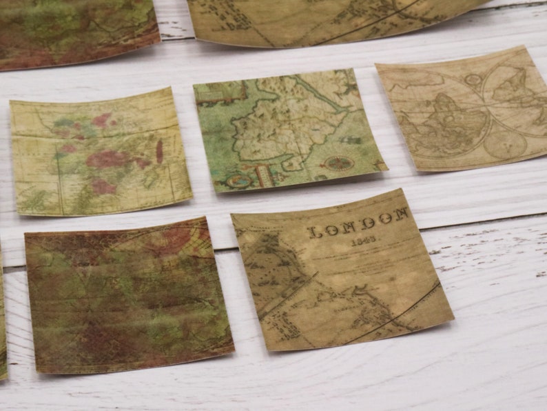 Vintage Map Stickers | Vintage World Map Background Paper Stickers ...