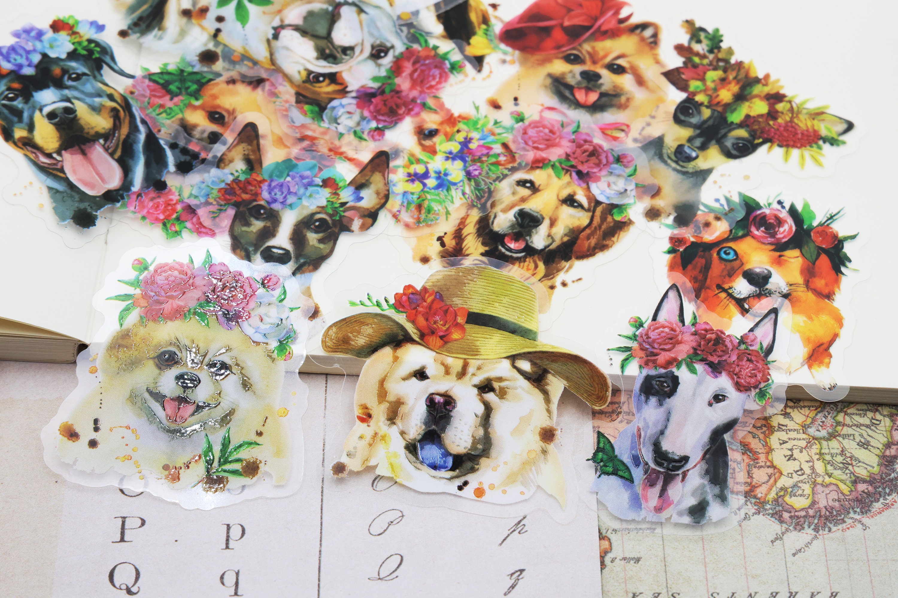 Cute Dog PET Stickers, Adorable Dog Breeds Themed Sticker Die Cut ...