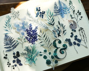 plant stickers | 76pcs/Pack  eucalyptus plant fern leaf branch themed vellum texture stickers  T03 sale09