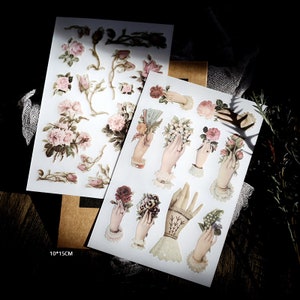 Rub-on Aufkleber | 2 Bögen Hände mit Blumen Blumen Hand halten Blume Transfer Sticker, T03 T03-10