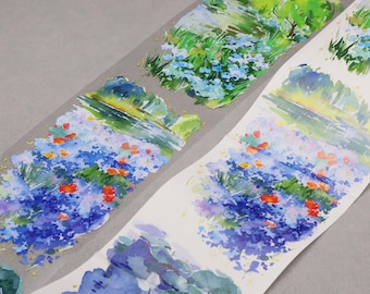 Frühlings Picknick Natur Washi Tape | Frühling Landschaft Natur Wald Wiese Grasland Himmel Weide Klebeband Rolle M04 wt-10