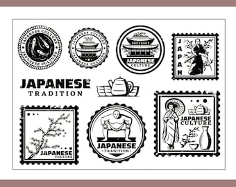 clear Stamp Set / Clear Stamps / Japanese culture Japan tradition Transparent Stamp M04 S24