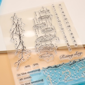 Clear Stamp Set / Clear Stamps / regenachtige dag Rain Water Ripples tijdlijn Management Planning | Tracker bullet journal dagelijks thema m04 s37