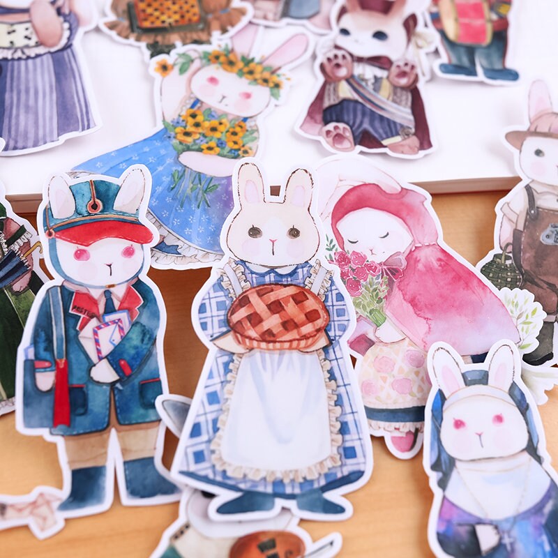 Scrapbook Rabbit Sticker Cute Rabbit Bunny Sticker Themed Animal Sticker Decorative Stickers ...