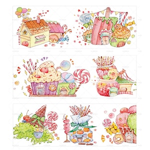 Taśma Washi Sweet House | Taśma Washi z motywem ciasta, słodyczy, ciasteczek i cukierków m04 wyprzedaż09