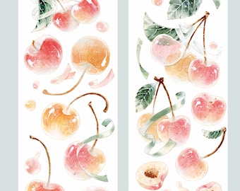 Cherry Washi PET Tape  | fruit watercolor pattern PET Tape, Washi Tape | M04  wt-13