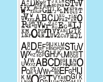 clear Stamp Set / Clear Stamps / letter alphabet  block themed S17