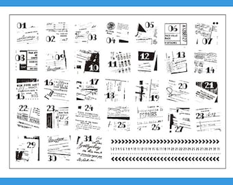 clear Stamp Set / Clear Stamps / daily date monthly weekly vintage style themed S29