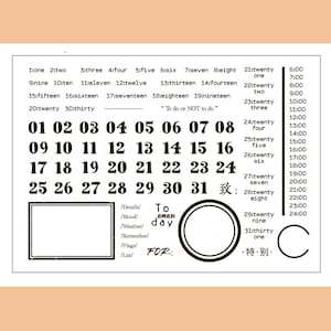 Clear Stamp Set / Clear Stamps / Tagesrahmen Rechnung Quittung Datum Markierung Vintage Thema m04 s35