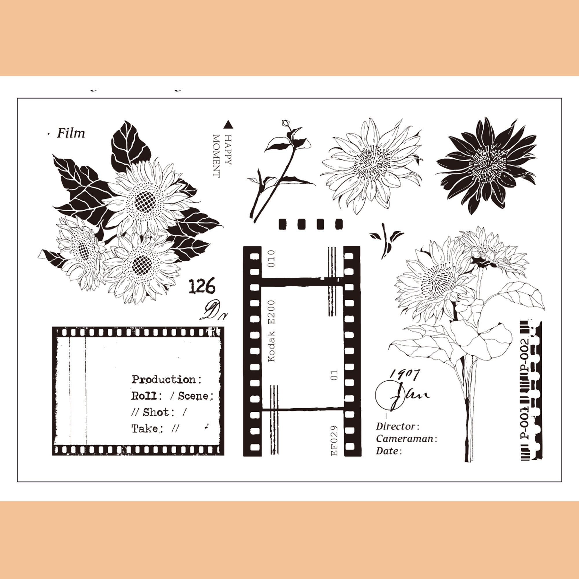 Clear Stamp Set / Clear Stamps / Reading Book Leisure Time Flower