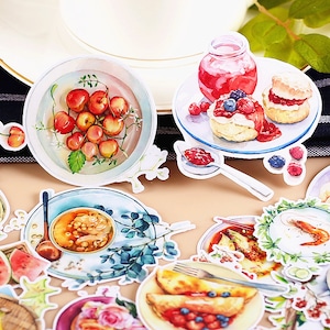 sweets stickers ｜ fruit afternoon tea noodles dessert food candy scone themed sweets Decorative Stickers, Die Cut Stickers  ml05