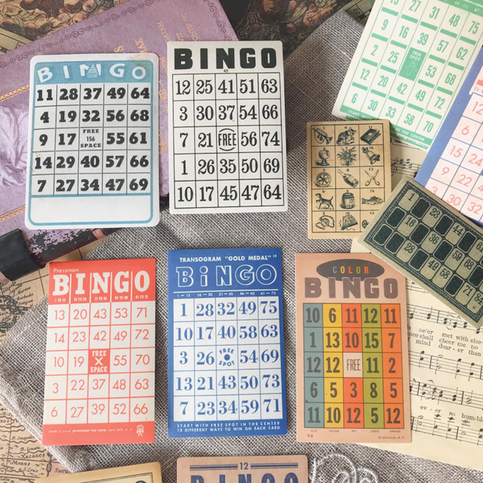 Stickers Vintage Bingo Cards Bingo Game Pieces Set of 15pcs Etsy