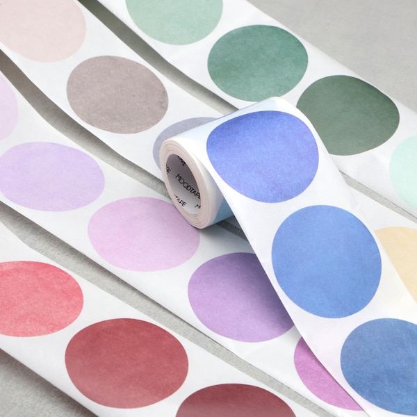 Cinta washi troquelada con puntos redondos / Cinta washi troquelada con puntos, 5 opciones, pegatina de puntos, patrón mixto de forma redonda n.° 7